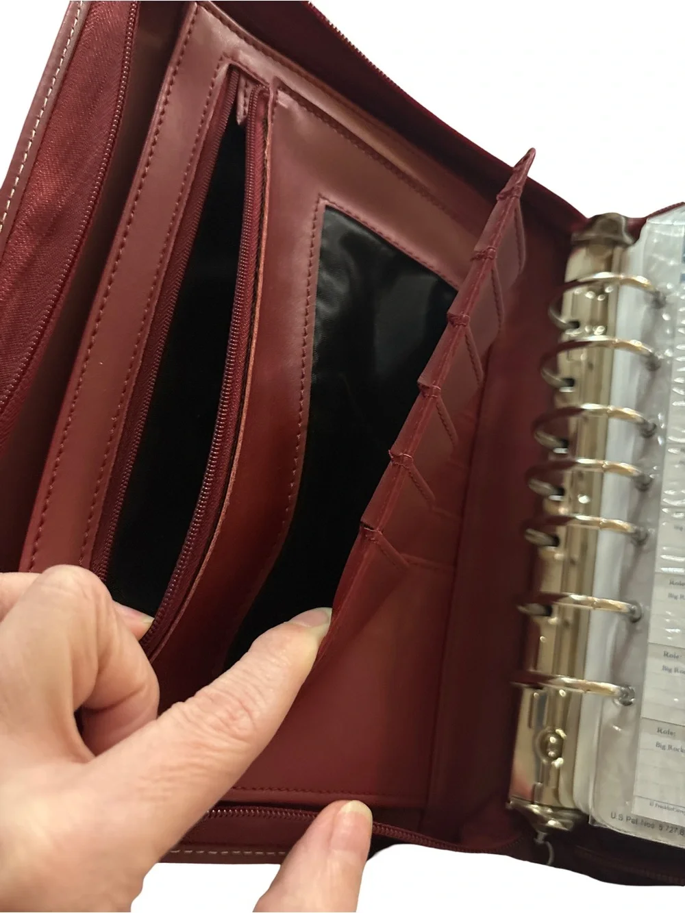 Vintage Franklin Covey Burgundy Leather 7-Ring Zip Planner Organizer Never Used